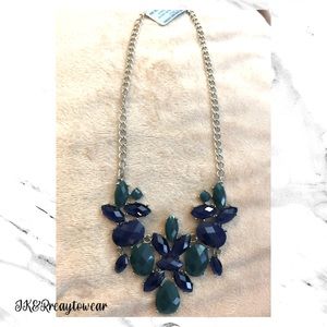 Cost slv/bl stone pendant necklace